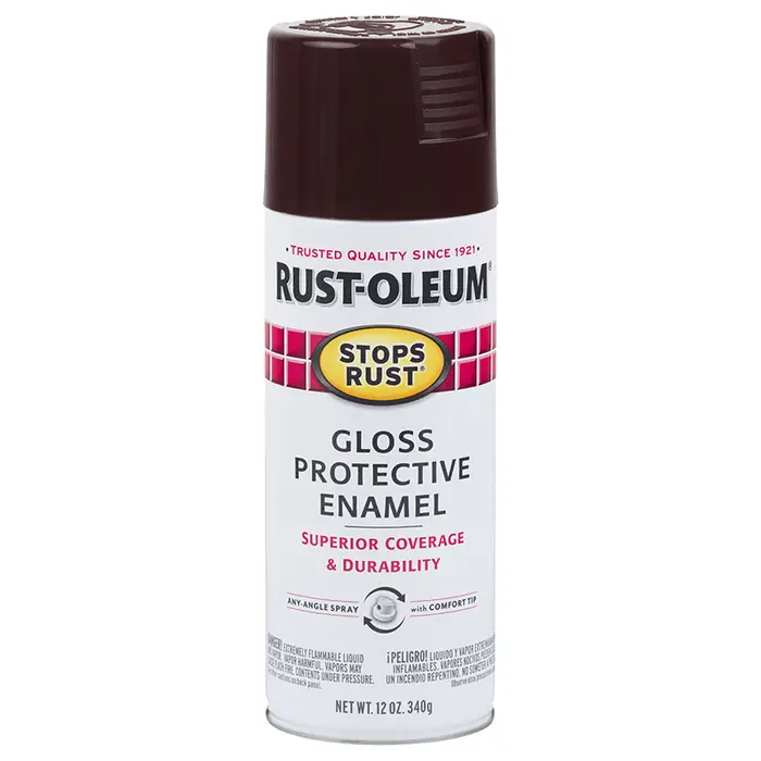 12 Oz RustOleum Brands 267112 Kona Brown Stops Rust Protective Enamel Spray Paint, Gloss