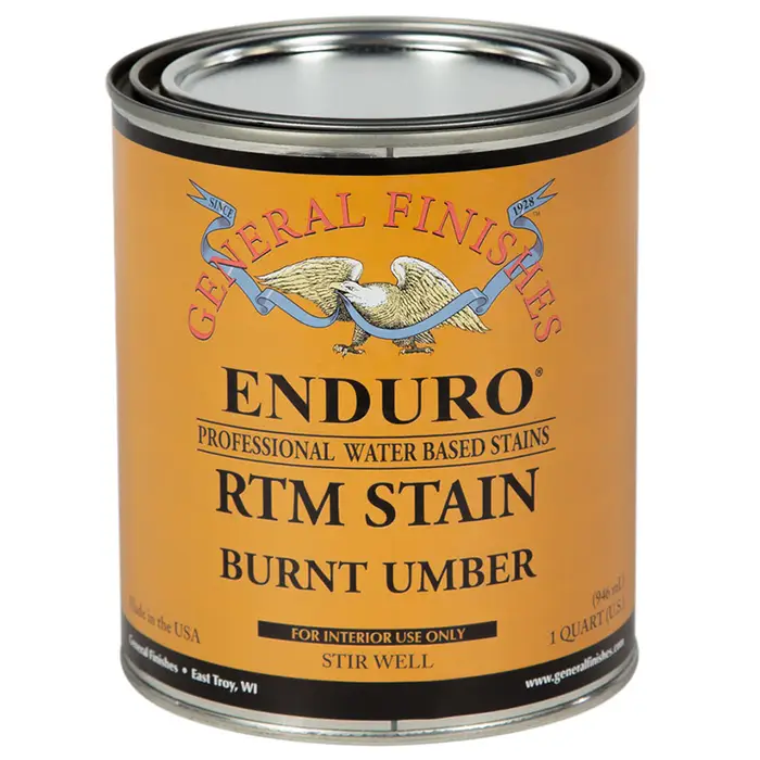 1 Qt General Finishes QBU Burnt Umber Enduro RTM WaterBased Wood Stain