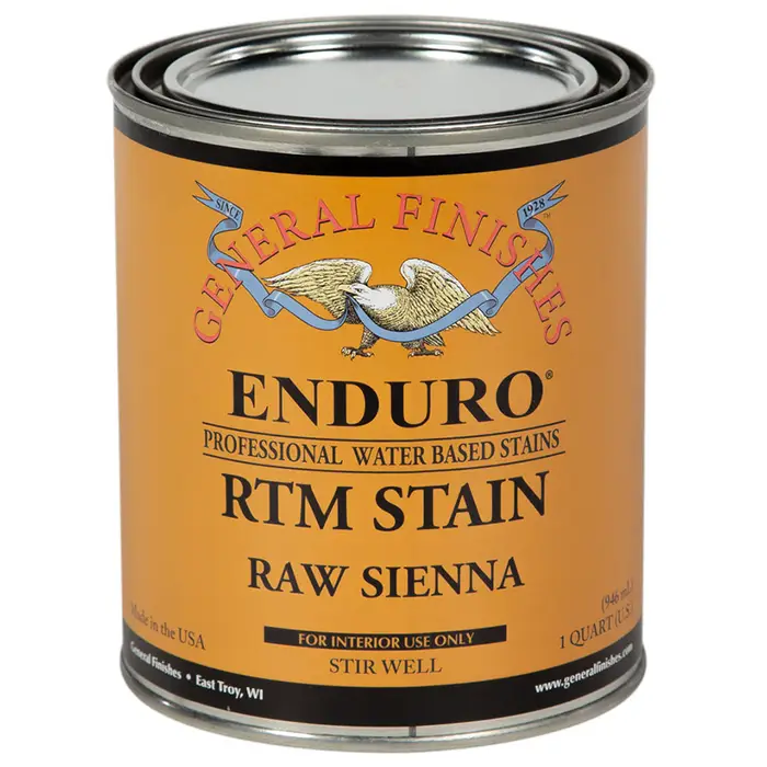 1 Qt General Finishes QRS Raw Sienna Enduro RTM WaterBased Wood Stain