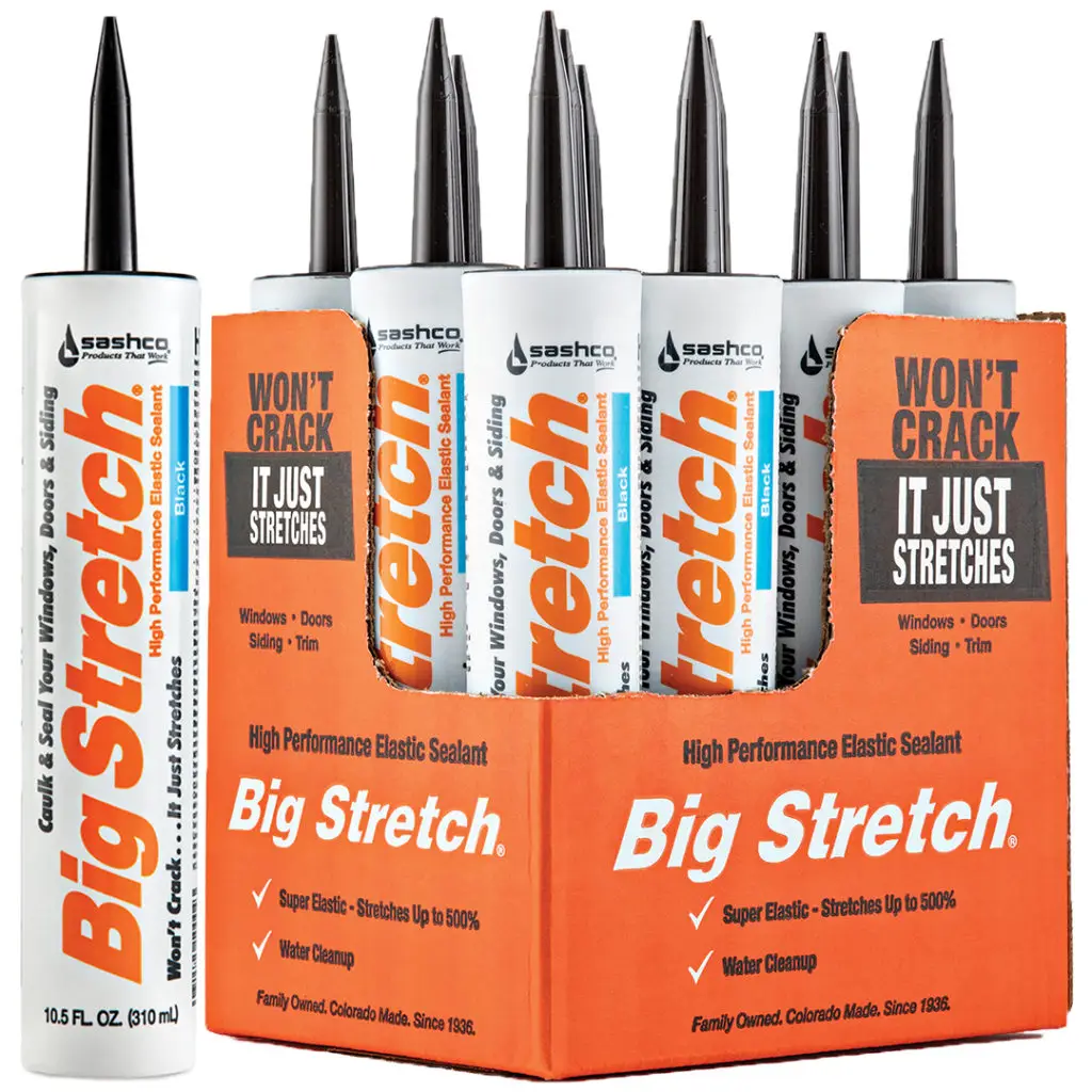 12 Pack of 10.5 Oz Sashco 10004 Big Stretch Black WaterBased